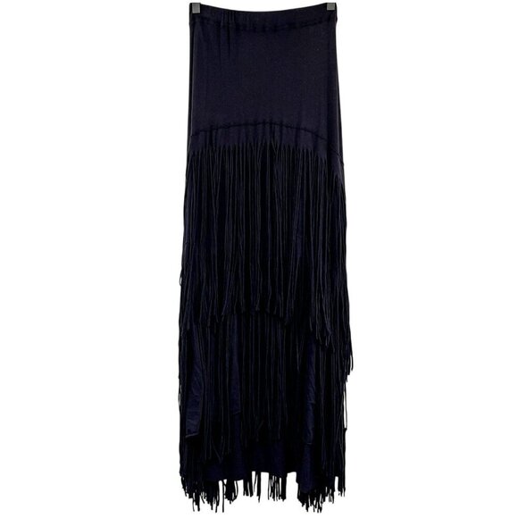 Free People Dresses & Skirts - Free People Beach Fringe Tiered Maxi Skirt Black Western FP Small Long